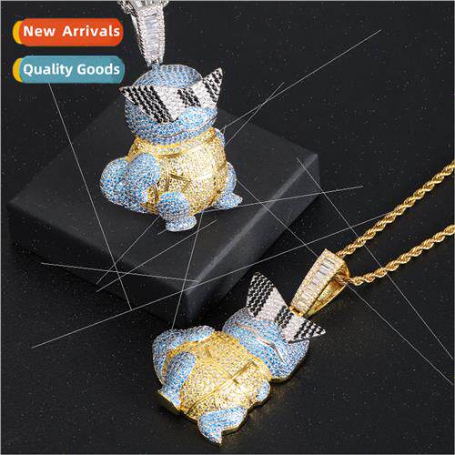 Hip Hop Jewelry Cartoon Turtle Pendant Copper wh Zirconia Da