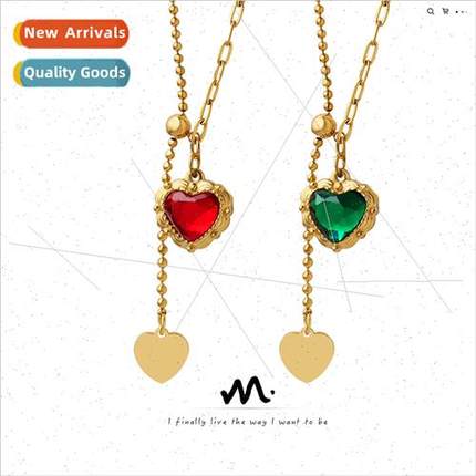 Adjustable tassel length wh pull clasp French lace heart wh