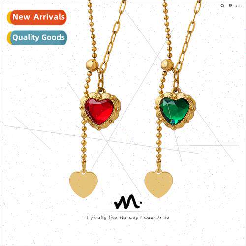 Adjustable tassel length wh pull clasp French lace heart wh