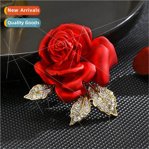Red rose brooch high-grade female corsage su sweater pin tid