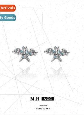 Ke 925 silver pin earrings retro delicate earrings niche ear