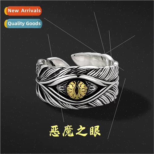 Devil Eye Ring Boys ins  Men High Set Feather Ring Open Fing