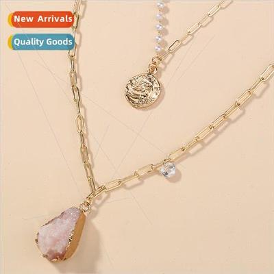 Europe water drop imation natural stone necklace pendant vin