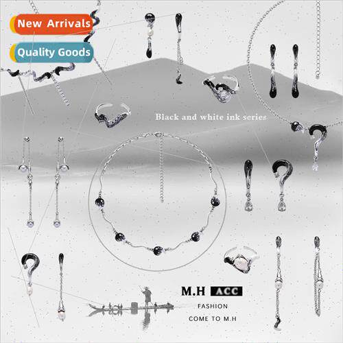 Oil drip irregular tassel earrings适用women niche silver pin