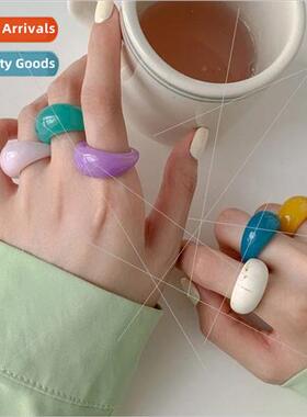 Vintage resin ring female fashion ins tide simple index fing