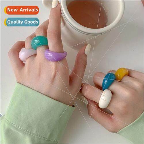 Vintage resin ring female fashion ins tide simple index fing