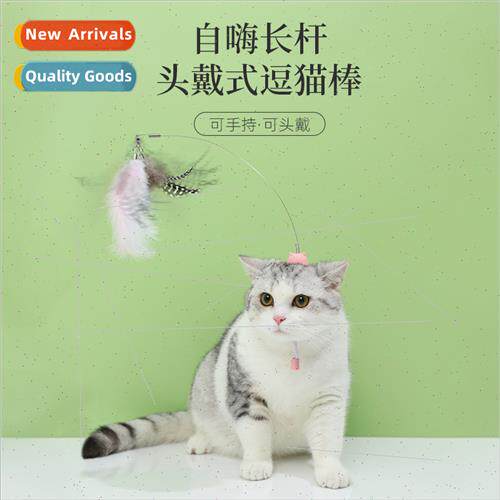 Pet toys head-mounted cat teaser wire feather accessories re