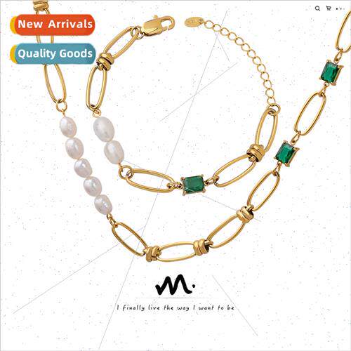 Gentle Vintage Emerald Zirconia Patchwork Necklace che Brace
