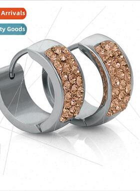 Europe tanium steel earrings wh diamonds ear clips Available