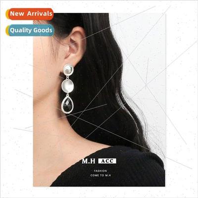 Earrings female delicate inlay earrings long fashion 925 sil