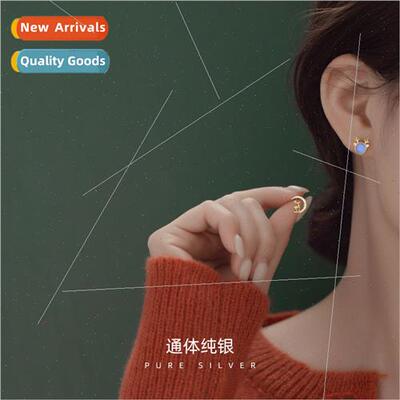 S925 silver Christmas deer earrings asymmetrical premium nic