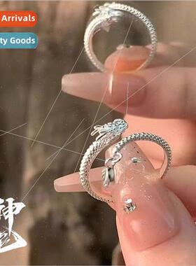s925 silver dragon pendulum ring female couple niche 2023 me