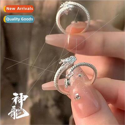 s925 silver dragon pendulum ring female couple niche 2023 me