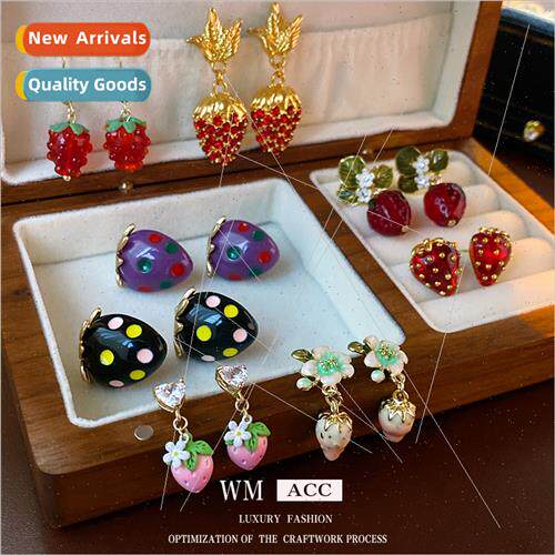 Strawberry est series fresh sweet girl heart earrings fashio