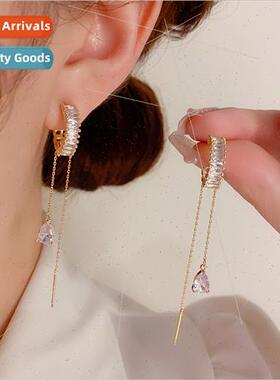 Korea exquise multi-wear zirconia C earrings ear wire female