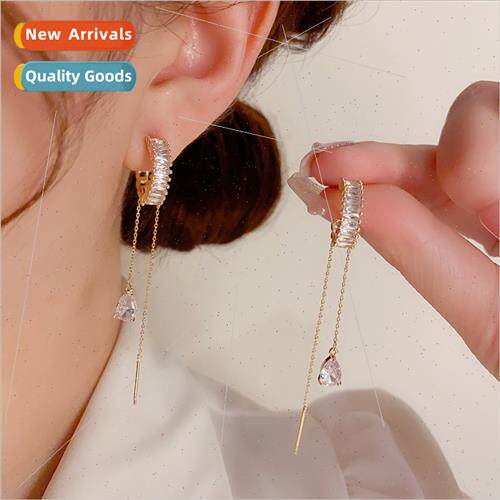 Korea exquise multi-wear zirconia C earrings ear wire female
