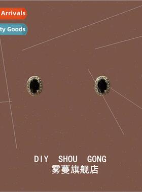 2022 first new cute small black zirconia oval small earrings