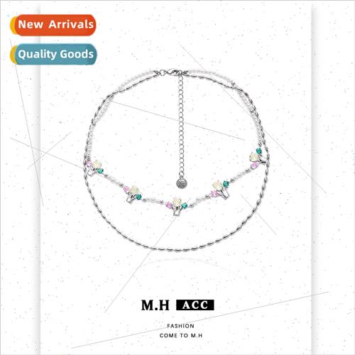 Colored Diamond Christmas Tree Stacking Necklace Women Chill