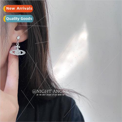 Diamond Saturn earrings too queen Europe ins niche planet fu