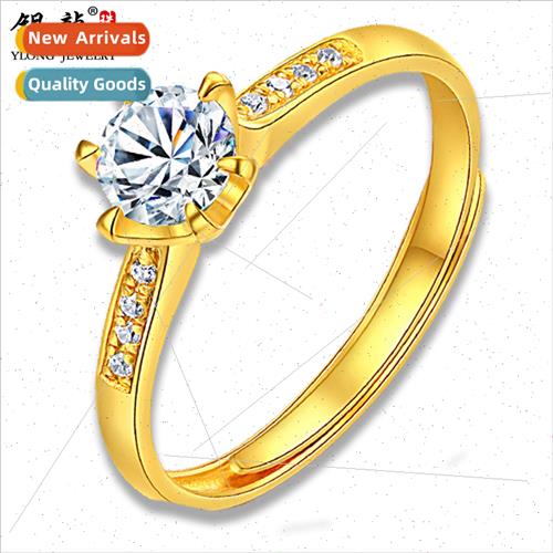 Gold ring women gold six claws 999 gold new opening wedding