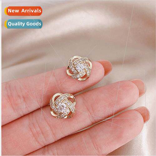 S925 silver needle hollowed out flowers earrings Korea fashi