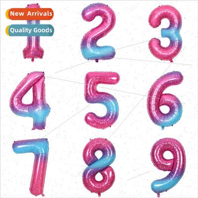 Large 40 inch rainbow stars gradient aluminum film balloons