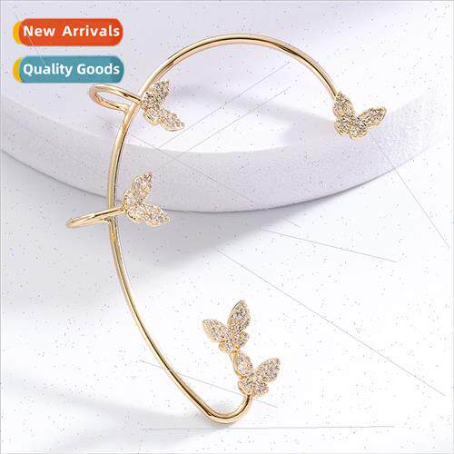 Copper plated inlaid zirconium butterfly fashion earrings fe