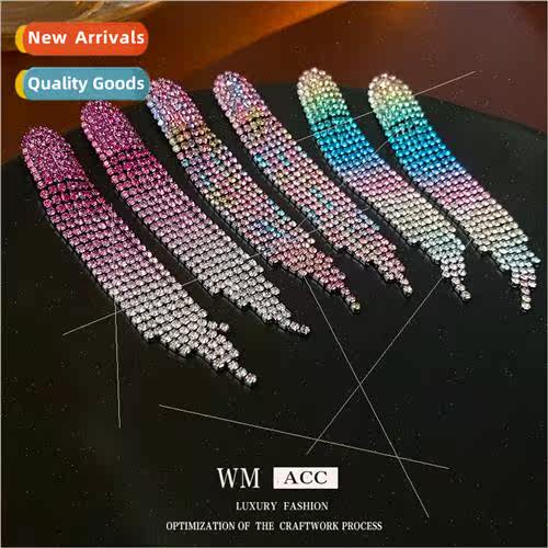 lver pin colorful diamond oval tassel earrings Europe fashio