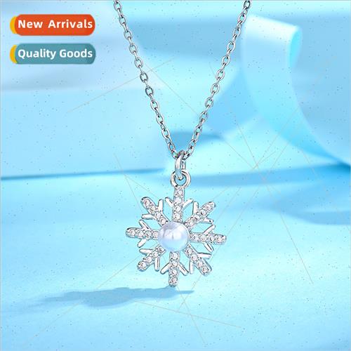 Korea snowflake necklace women inlaid zirconia opal tiny pea