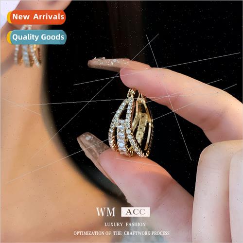 Zircon hollow square multi-layer earrings Koreaearrings hund