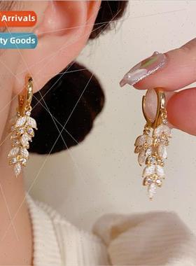 Fashion Zirconia Leaf Tassel Earrings Celebry Delicate Earri