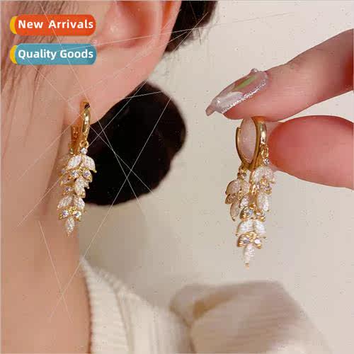 Fashion Zirconia Leaf Tassel Earrings Celebry Delicate Earri
