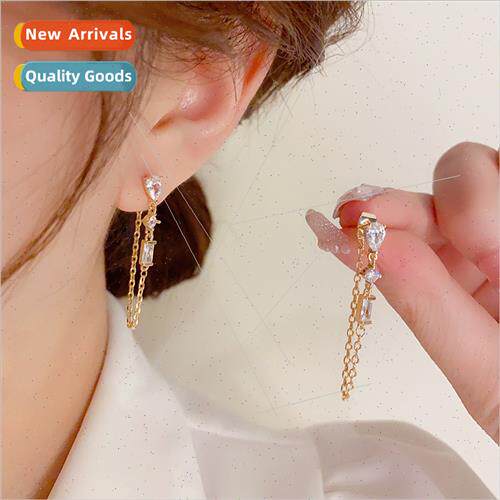 Water drop zirconia earrings适用front back wear s925 silver