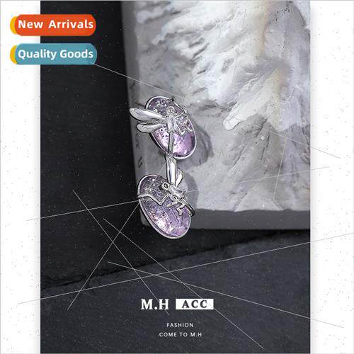 Dragonfly Purple Gemstone Earrings Women Sweet Cool Spice 92
