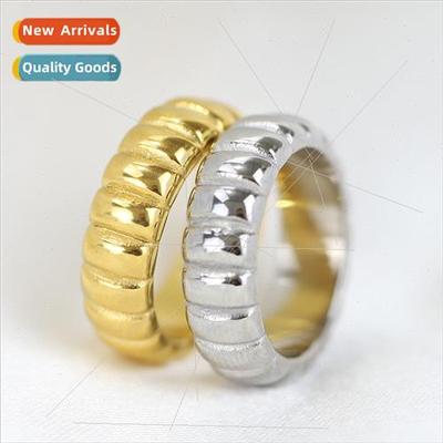 Europe ins new fashion wave pattern 6MM tanium steel women g