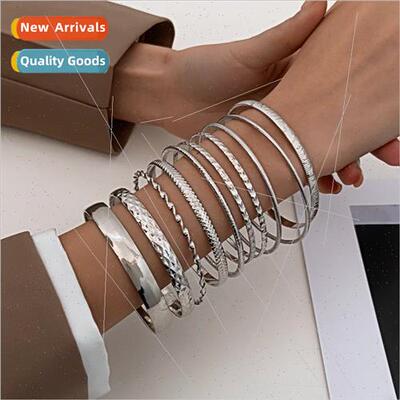 Europe ethnic hjewelry vintage wide face bracelet set women