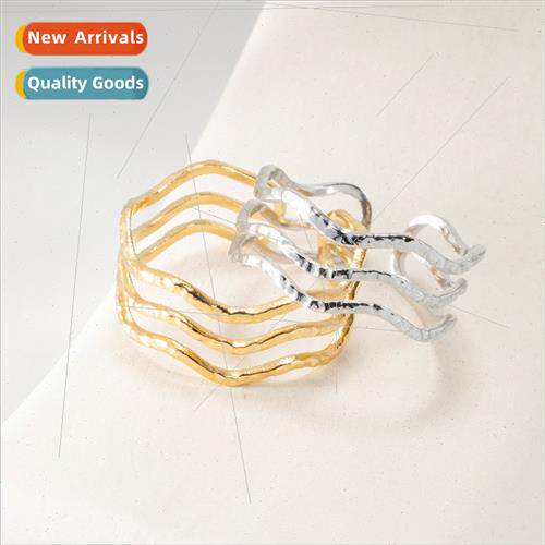 Europe popular triple skeleton wave ring tanium steel gold p