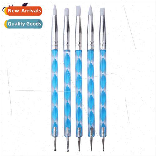 Dual-ended dual-purpose nail art pen 5 spiral rod silicone p