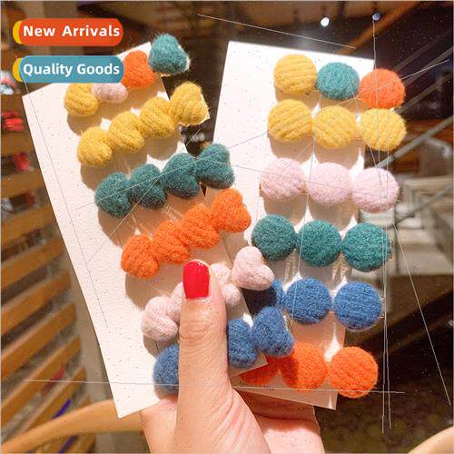 Sweet girl candy-colored plush love heart hair clips cute ba