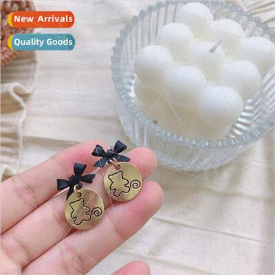 Korearetro cute bear earrings sweet bow cookie hundred wh ea