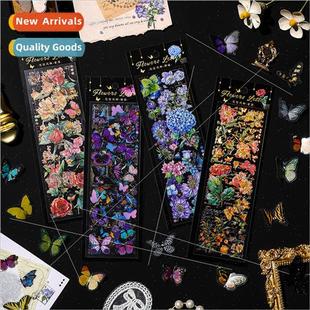 PET hot stamping stickers flower letter sticker pack creativ