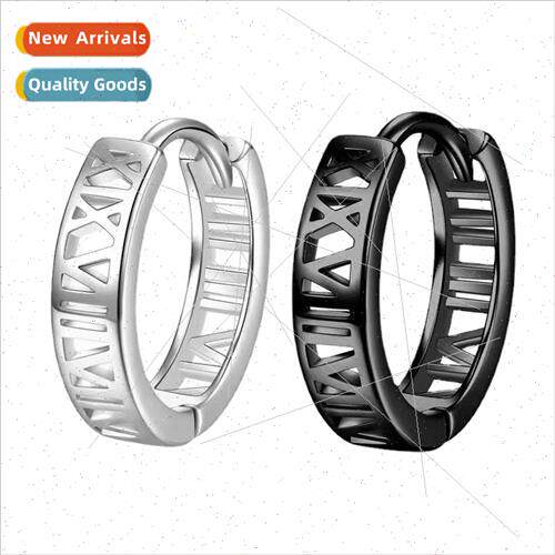 Roman numerals earrings men nd fashion simple hollow earring