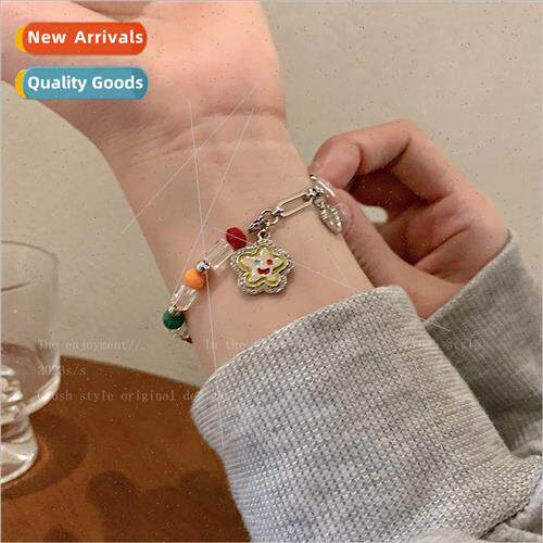 Colorful beaded flowers smiley splicing bracelet female tide