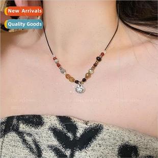 Peace lock beaded necklace women ins premium niche accessori