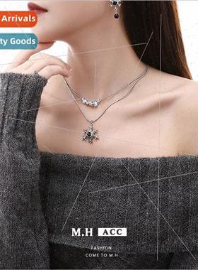 Snowflake Pearl Stacking Snakebone Chain Female Pendant che