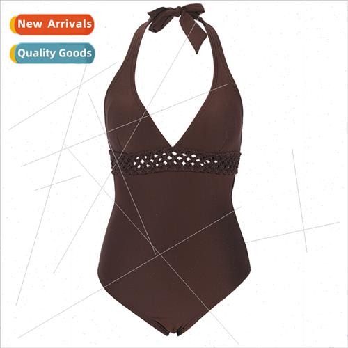 Solid Color Backless Triangle One-piece Europe Swimsu Hollow