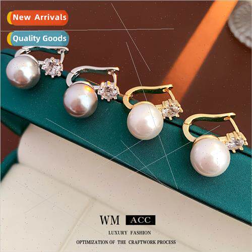 Plated Zirconia Pearl Earrings French Vintage Fashion Earrin