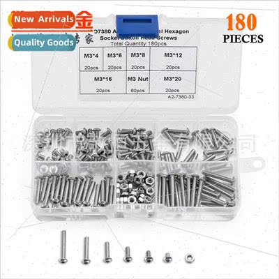 180pcs M3 Stainless Steel 304 Pan Head Hexagon Socket Head S