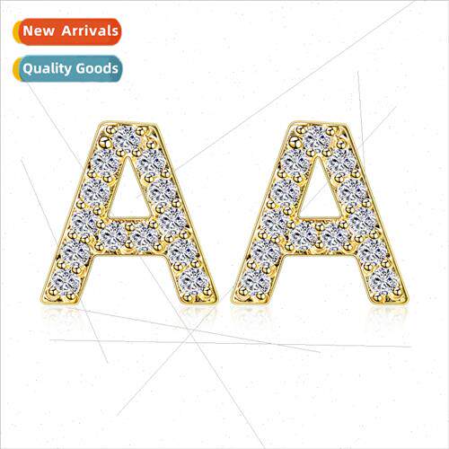 ins copper wh zirconia 26 inials simple earrings women plate