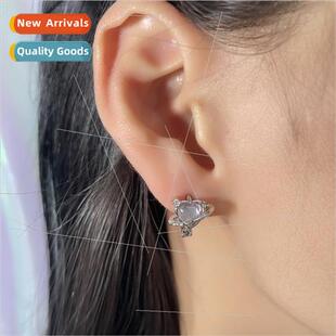 Illusion Moonstone Surrounded Heart Earrings Sweet Spicy Gir